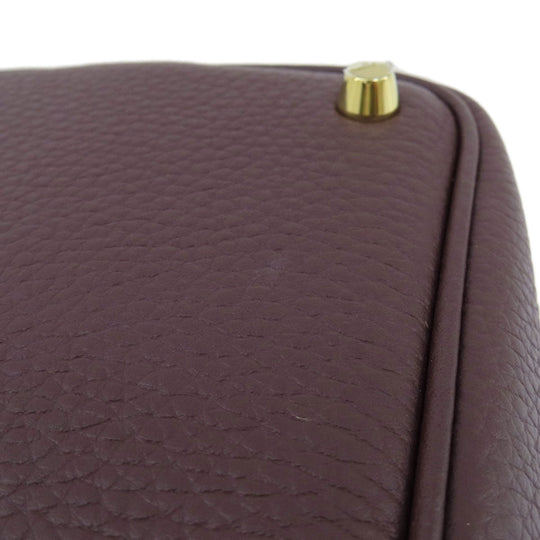 HERMES Handbag Taurillon Clemence Red Picotin Lock PM Gold Metal