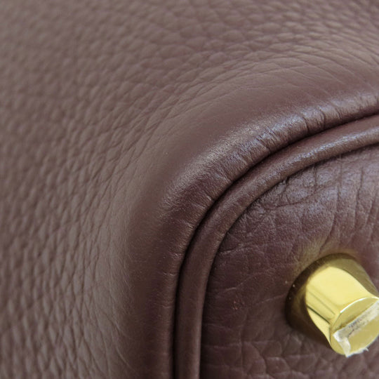 HERMES Handbag Taurillon Clemence Red Picotin Lock PM Gold Metal