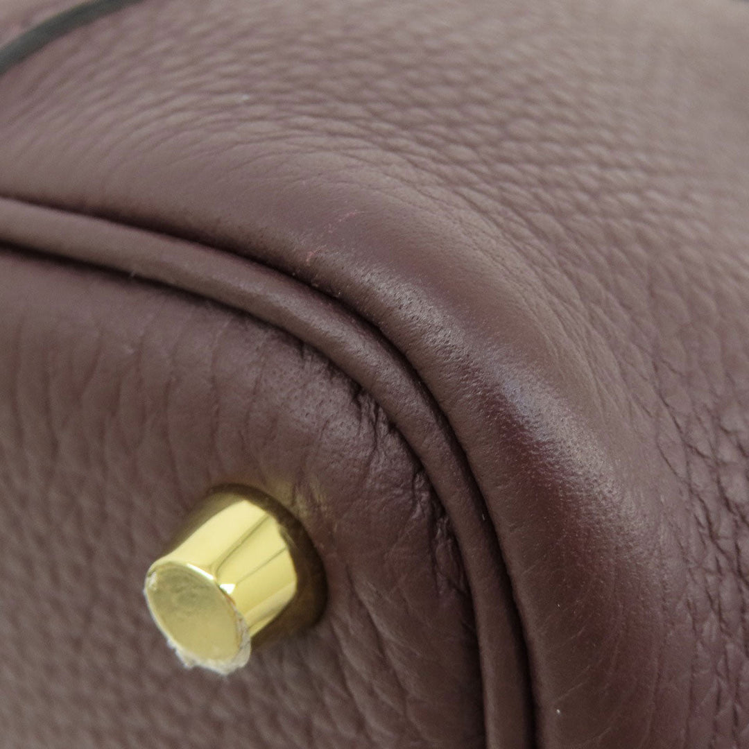 HERMES Handbag Taurillon Clemence Red Picotin Lock PM Gold Metal