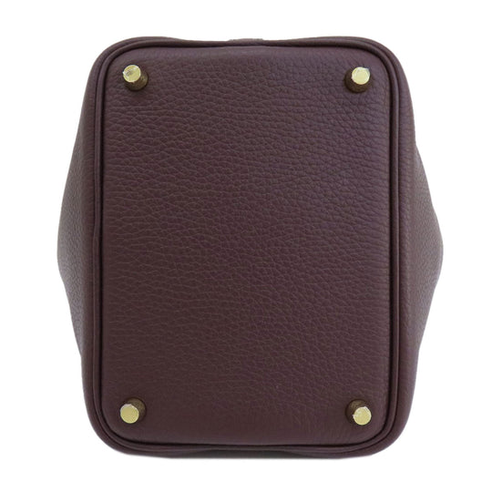 HERMES Handbag Taurillon Clemence Red Picotin Lock PM Gold Metal