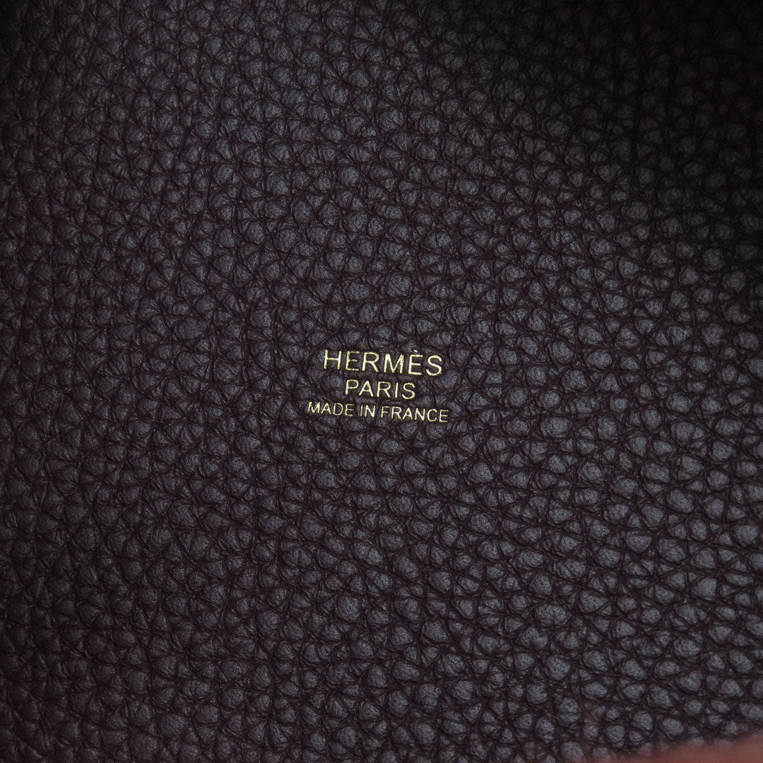 HERMES Handbag Taurillon Clemence Red Picotin Lock PM Gold Metal
