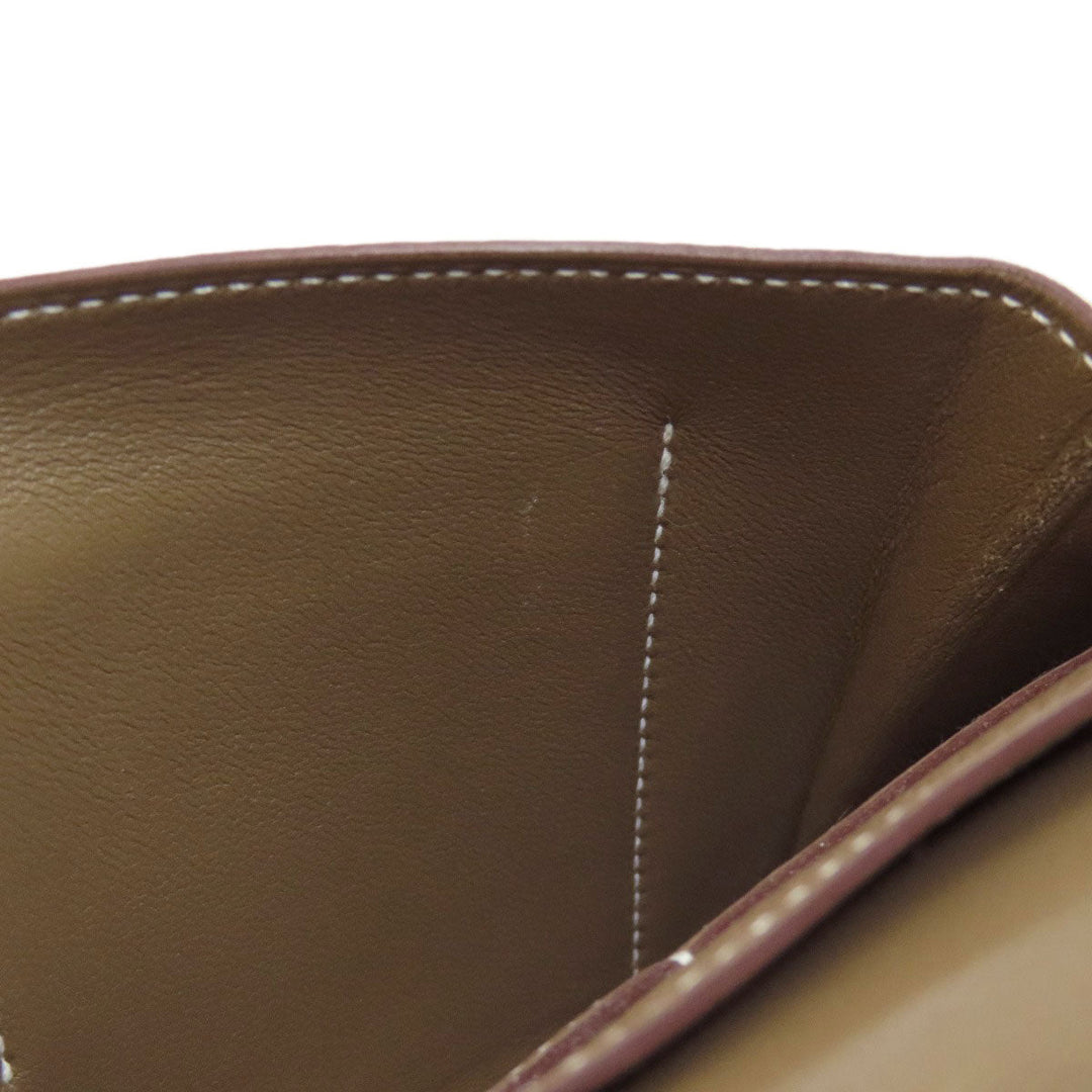 HERMES Long Wallet Purse Togo beige Dogon GM Etop Silver Metal Women Used Authentic