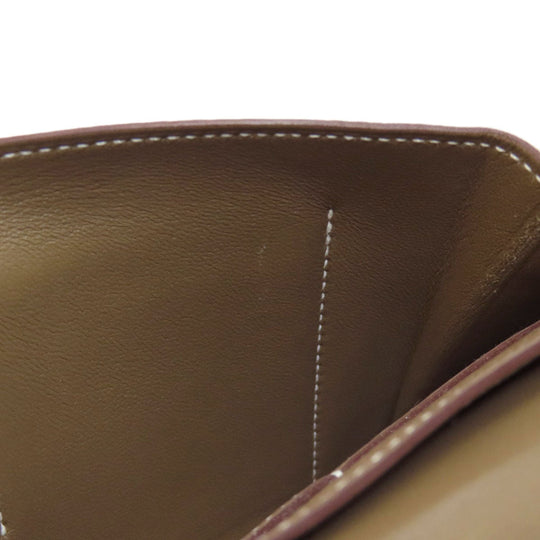 HERMES Long Wallet Purse Togo beige Dogon GM Etop Silver Metal Women Used Authentic