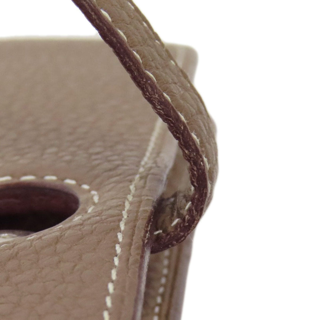 HERMES Long Wallet Purse Togo beige Dogon GM Etop Silver Metal Women Used Authentic