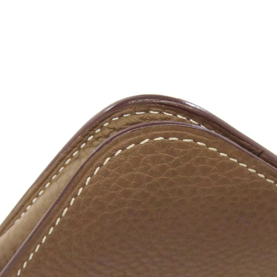 HERMES Long Wallet Purse Togo beige Dogon GM Etop Silver Metal Women Used Authentic