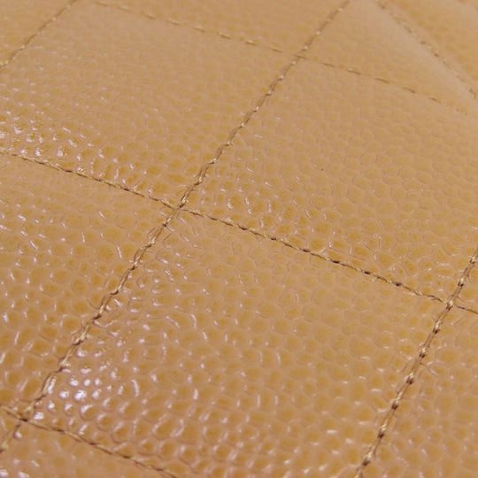 CHANEL Tote Bag Caviar skin beige COCO Mark Chain Bag Gold Metal Women Used Authentic