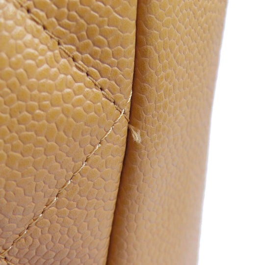 CHANEL Tote Bag Caviar skin beige COCO Mark Chain Bag Gold Metal Women Used Authentic
