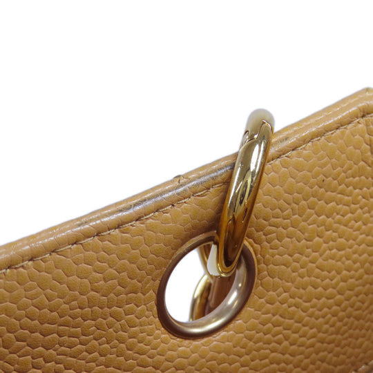 CHANEL Tote Bag Caviar skin beige COCO Mark Chain Bag Gold Metal Women Used Authentic