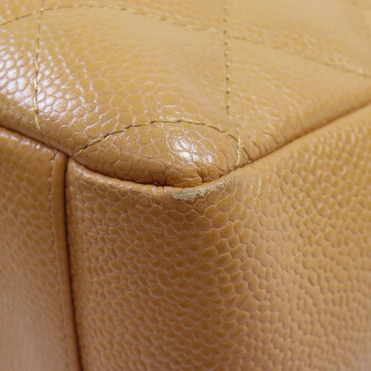 CHANEL Tote Bag Caviar skin beige COCO Mark Chain Bag Gold Metal Women Used Authentic