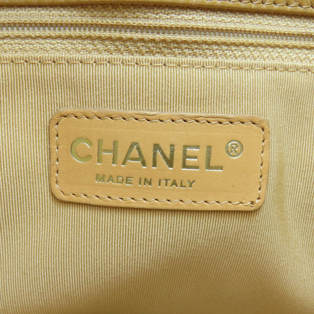 CHANEL Tote Bag Caviar skin beige COCO Mark Chain Bag Gold Metal Women Used Authentic