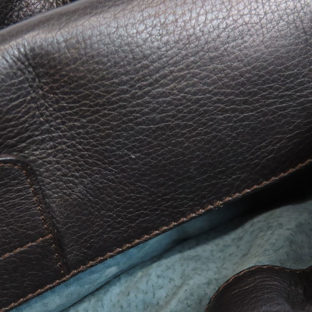 BVLGARI Tote Bag leather Brown logo Women Used Authentic