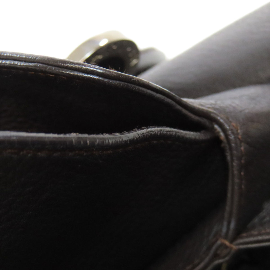 BVLGARI Tote Bag leather Brown logo Women Used Authentic