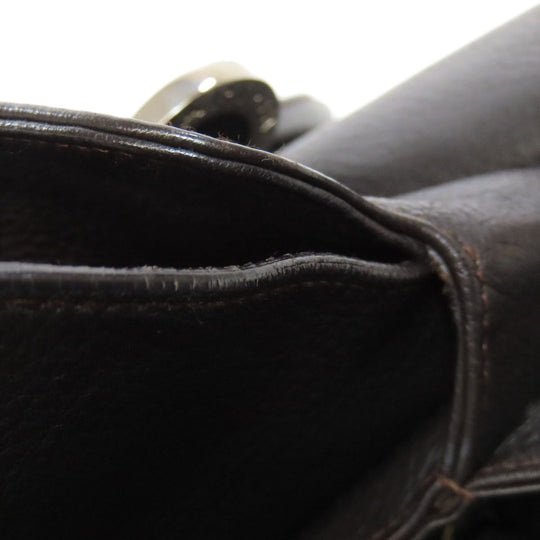 BVLGARI Tote Bag leather Brown logo Women Used Authentic