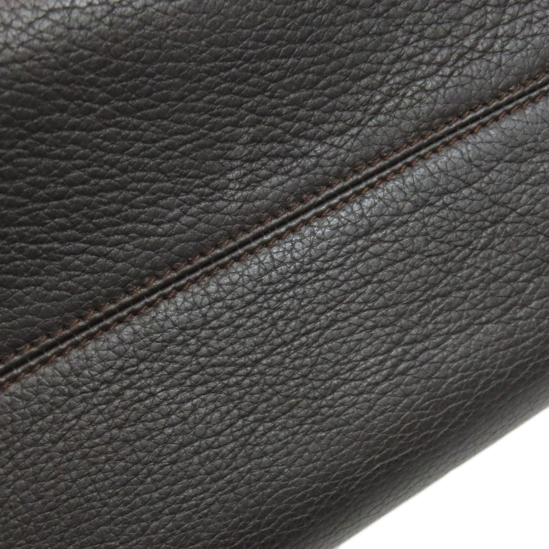 BVLGARI Tote Bag leather Brown logo Women Used Authentic