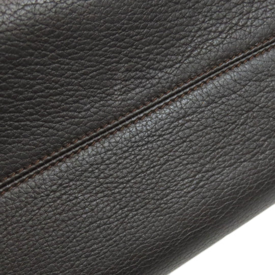 BVLGARI Tote Bag leather Brown logo Women Used Authentic