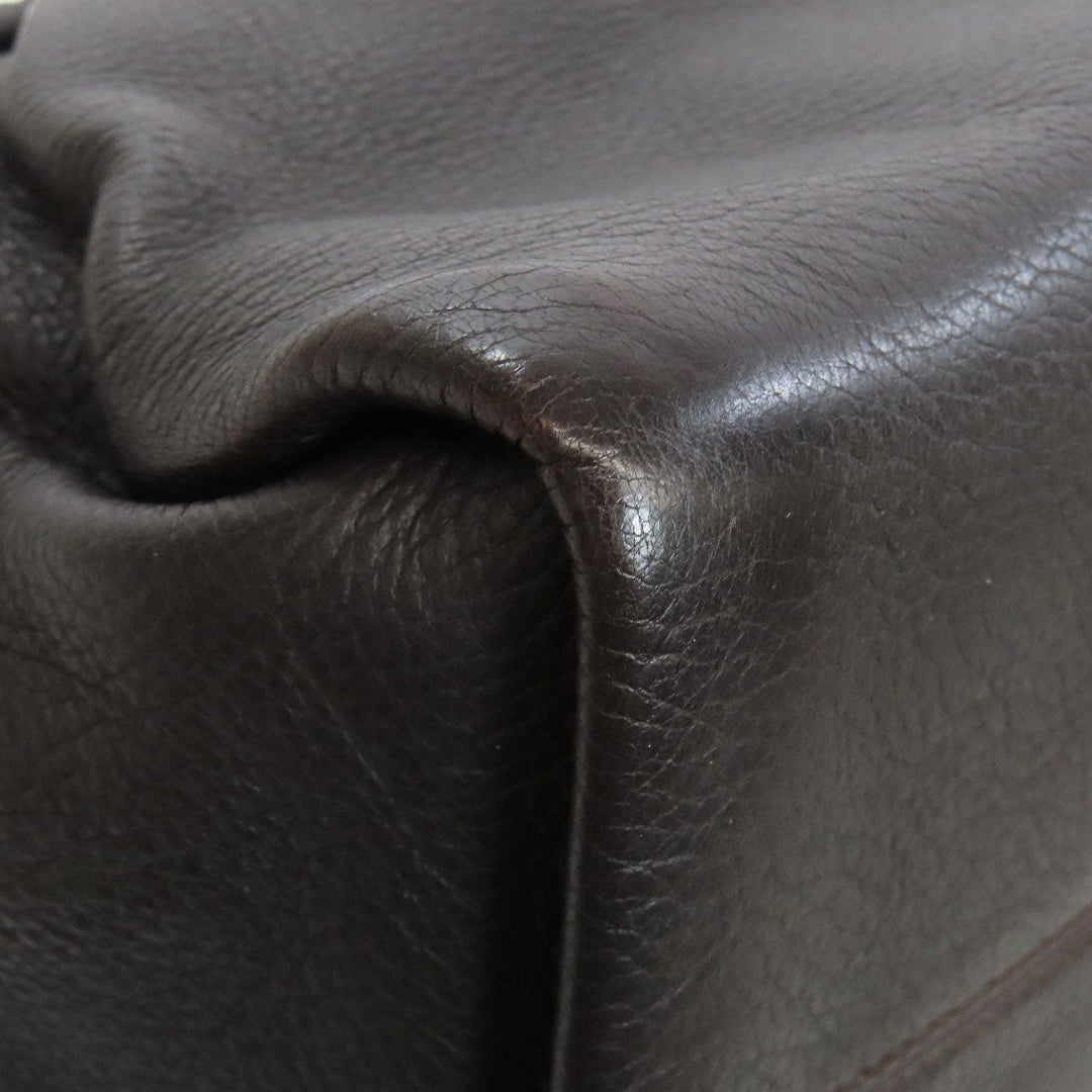 BVLGARI Tote Bag leather Brown logo Women Used Authentic