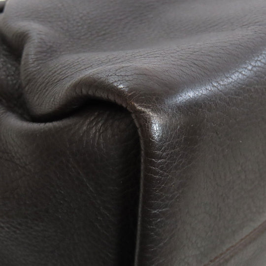BVLGARI Tote Bag leather Brown logo Women Used Authentic