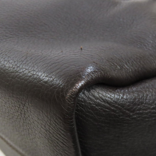BVLGARI Tote Bag leather Brown logo Women Used Authentic