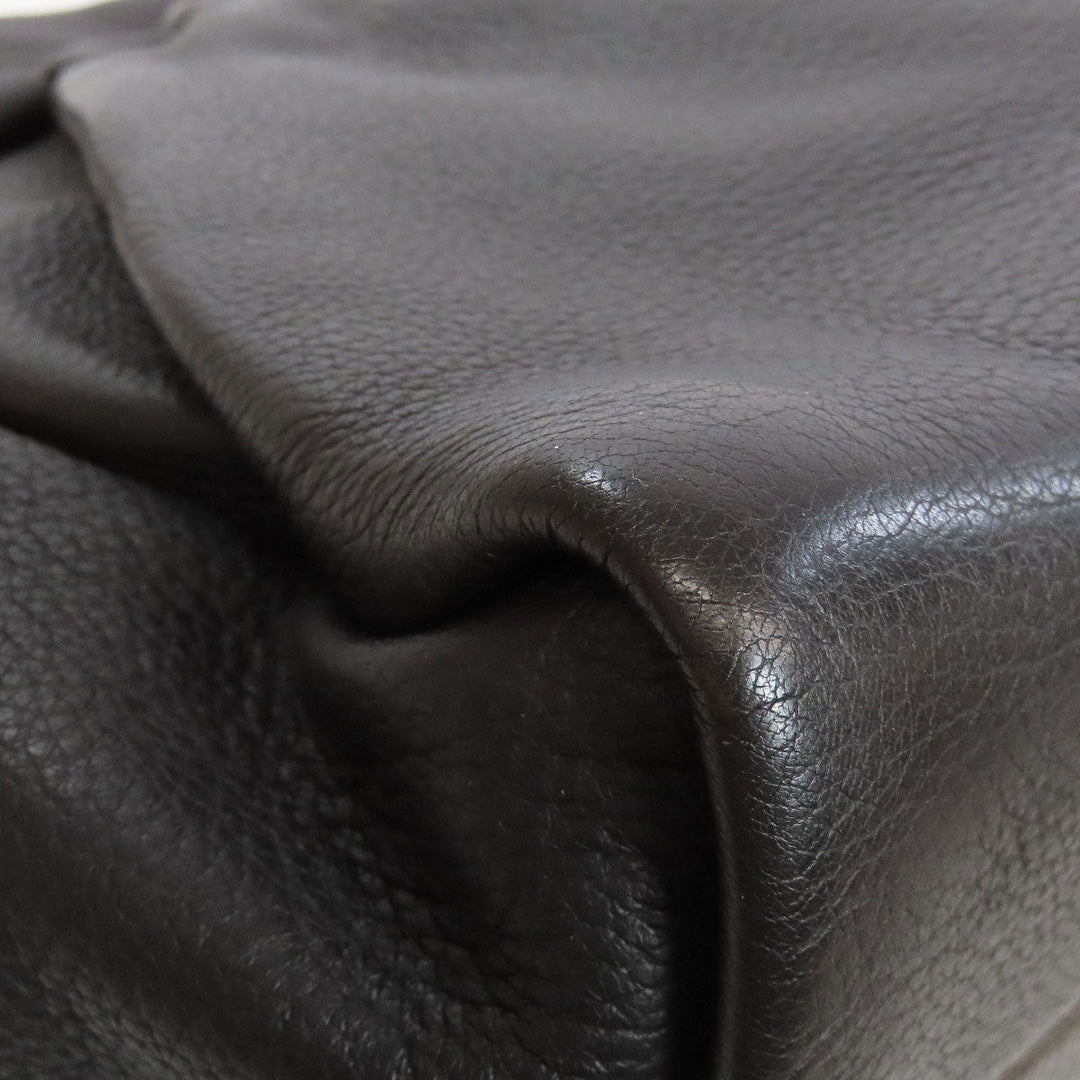 BVLGARI Tote Bag leather Brown logo Women Used Authentic