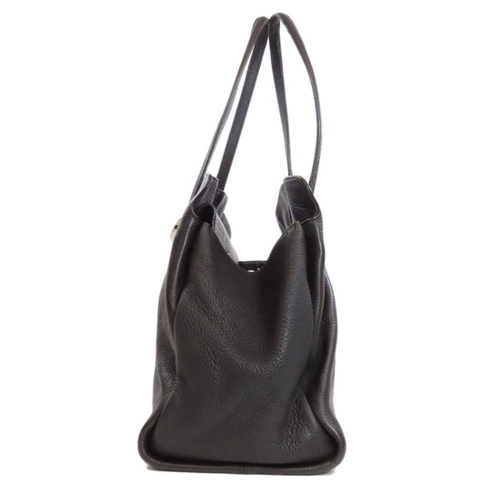 BVLGARI Tote Bag leather Brown logo Women Used Authentic