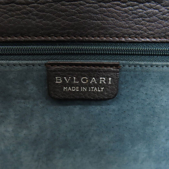 BVLGARI Tote Bag leather Brown logo Women Used Authentic