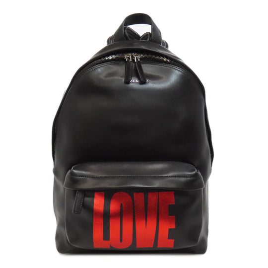 Givenchy Backpack leather black LOVE logo Women Used Authentic