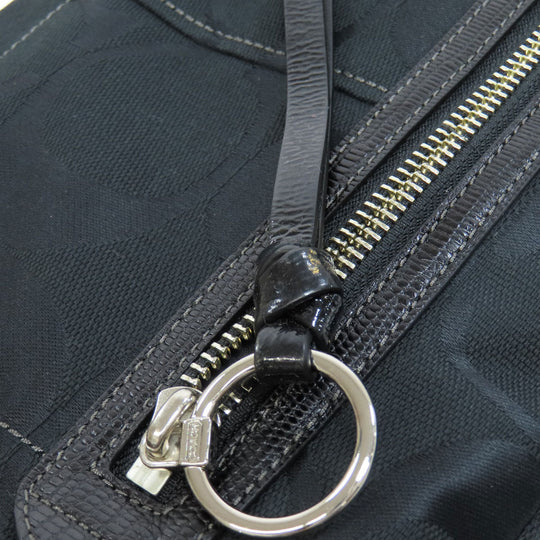 COACH Shoulder Bag F17798 canvas black Signature Women Used Authentic