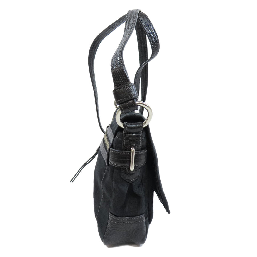 COACH Shoulder Bag F17798 canvas black Signature Women Used Authentic