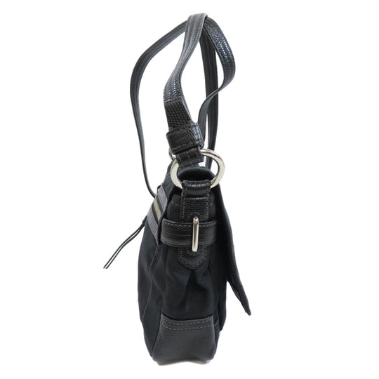 COACH Shoulder Bag F17798 canvas black Signature Women Used Authentic