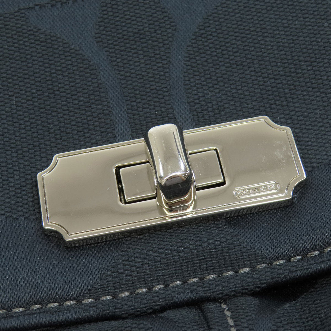 COACH Shoulder Bag F17798 canvas black Signature Women Used Authentic