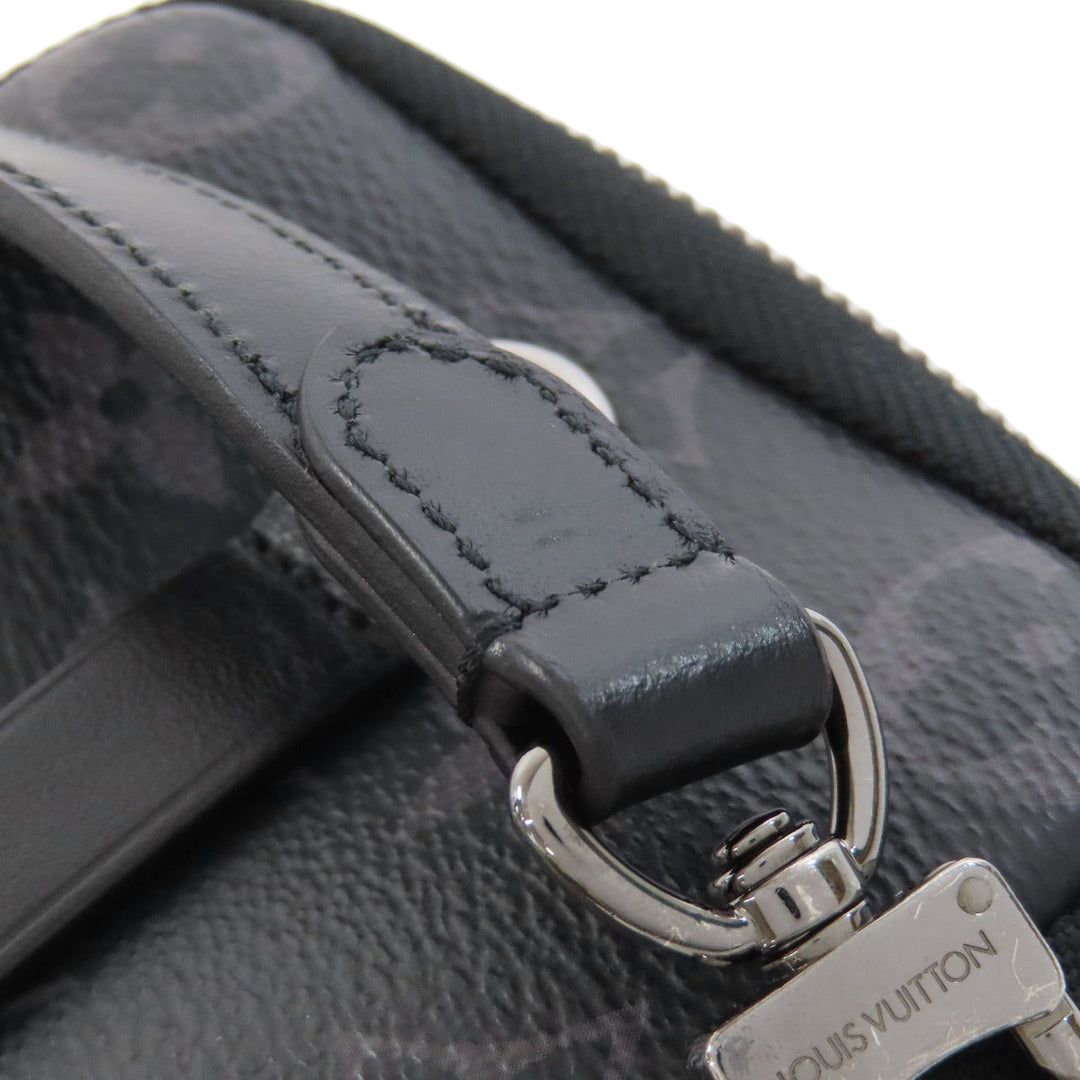 LOUIS VUITTON Shoulder strap M69534 Monogram Eclipse black Double phone pouch mens Used Authentic