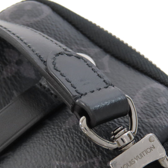 LOUIS VUITTON Shoulder strap M69534 Monogram Eclipse black Double phone pouch mens Used Authentic