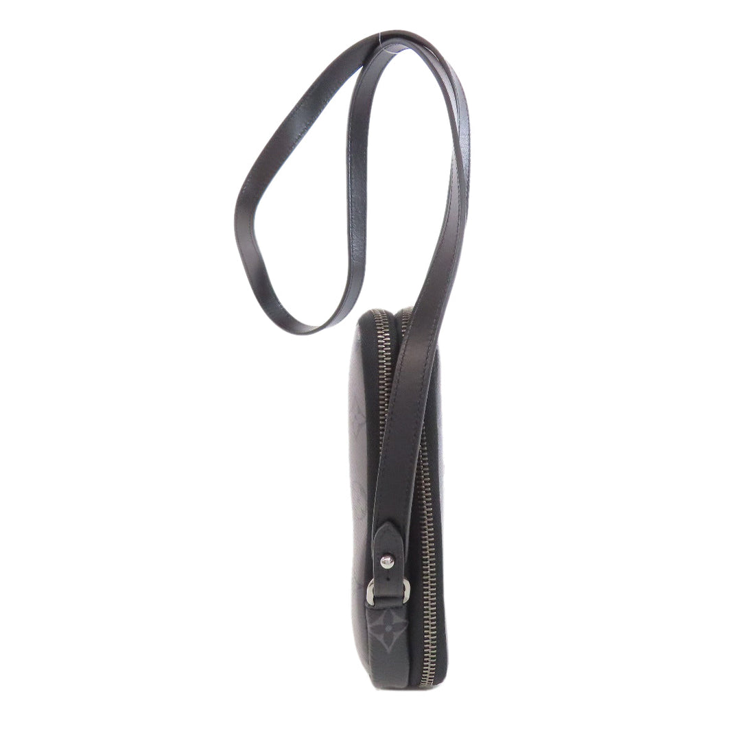 LOUIS VUITTON Shoulder strap M69534 Monogram Eclipse black Double phone pouch mens Used Authentic