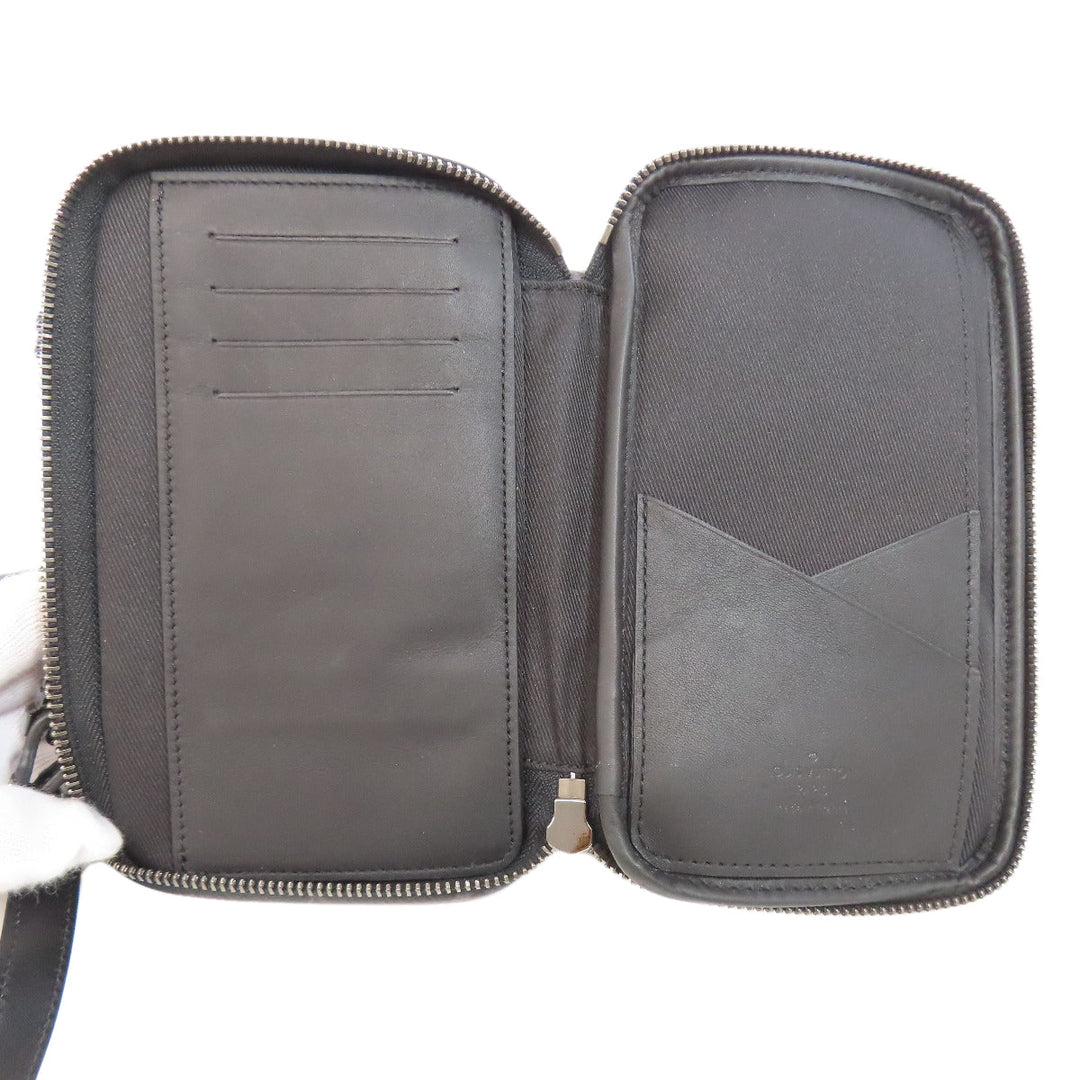 LOUIS VUITTON Shoulder strap M69534 Monogram Eclipse black Double phone pouch mens Used Authentic