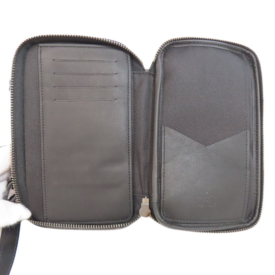 LOUIS VUITTON Shoulder strap M69534 Monogram Eclipse black Double phone pouch mens Used Authentic