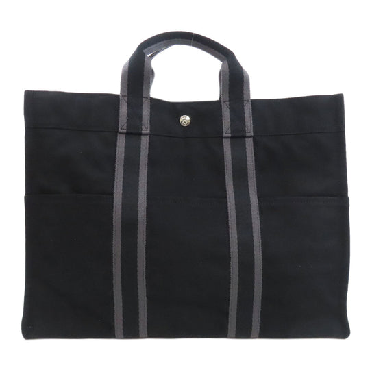HERMES Tote Bag canvas black SackFool ToeMM Women Used Authentic