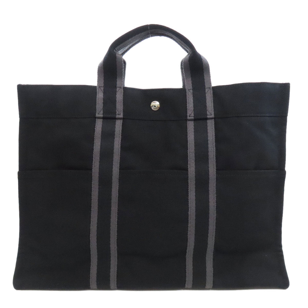 HERMES Tote Bag canvas black SackFool ToeMM Women Used Authentic