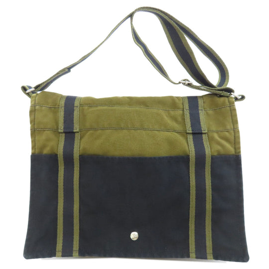 HERMES Shoulder Bag canvas black Sac Fourre Tout Bassus Women Used Authentic
