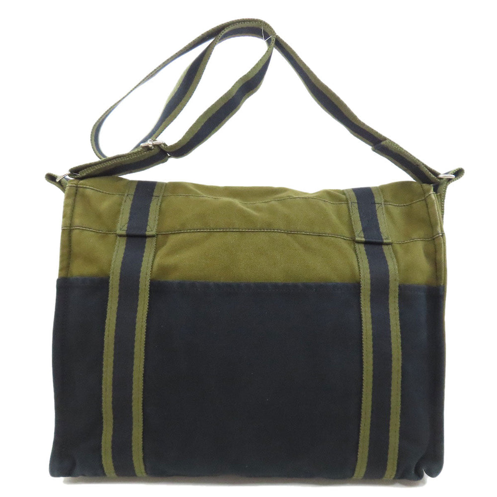 HERMES Shoulder Bag canvas black Sac Fourre Tout Bassus Women Used Authentic