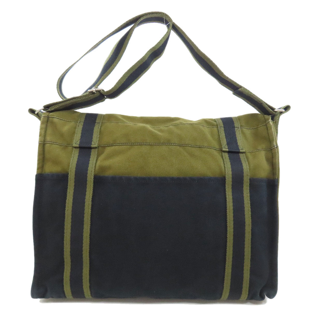 HERMES Shoulder Bag canvas black Sac Fourre Tout Bassus Women Used Authentic