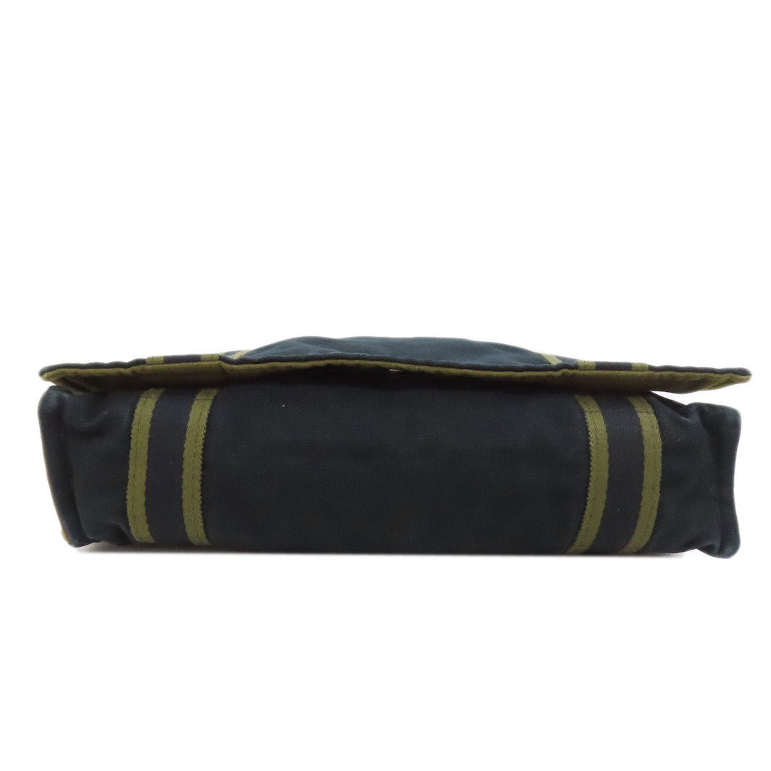 HERMES Shoulder Bag canvas black Sac Fourre Tout Bassus Women Used Authentic