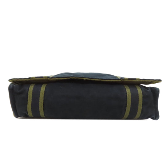 HERMES Shoulder Bag canvas black Sac Fourre Tout Bassus Women Used Authentic