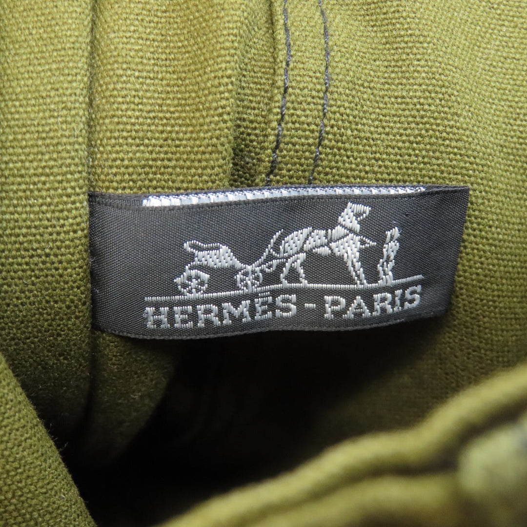 HERMES Shoulder Bag canvas black Sac Fourre Tout Bassus Women Used Authentic