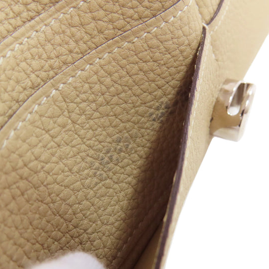 HERMES Long Wallet Purse Togo beige Dogon Long SilverMetal Women Used Authentic