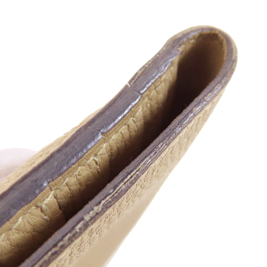 HERMES Long Wallet Purse Togo beige Dogon Long SilverMetal Women Used Authentic