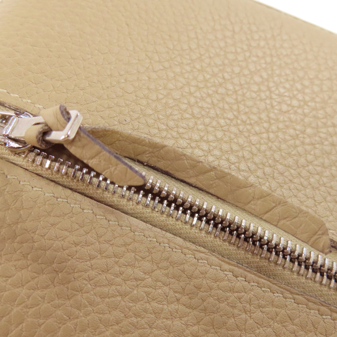 HERMES Long Wallet Purse Togo beige Dogon Long SilverMetal Women Used Authentic