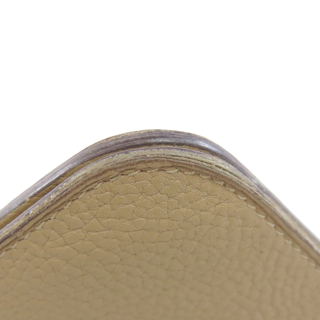 HERMES Long Wallet Purse Togo beige Dogon Long SilverMetal Women Used Authentic