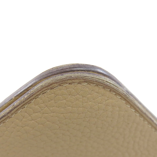 HERMES Long Wallet Purse Togo beige Dogon Long SilverMetal Women Used Authentic