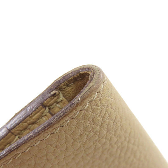 HERMES Long Wallet Purse Togo beige Dogon Long SilverMetal Women Used Authentic