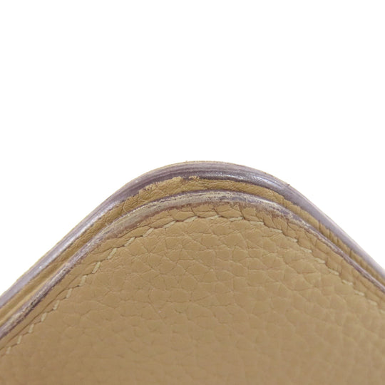 HERMES Long Wallet Purse Togo beige Dogon Long SilverMetal Women Used Authentic